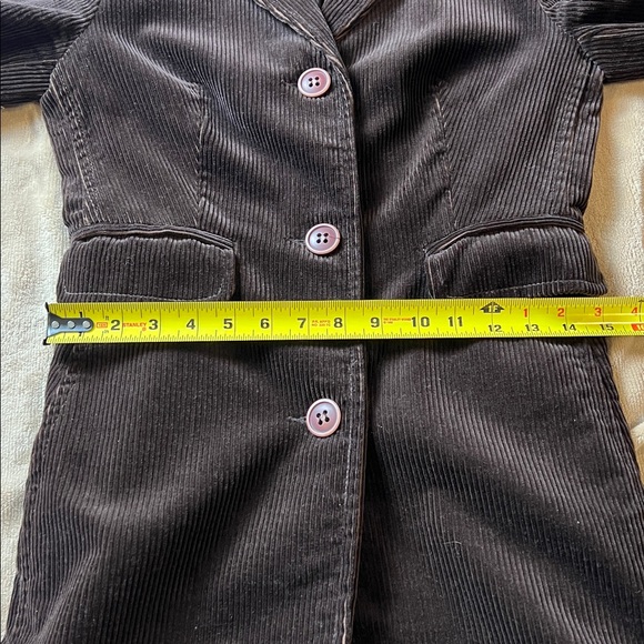 JACOB Vintage Corduroy Brown Cotton Button-up Blazer Long Open Coat - Size 3/4 - Picture 13 of 16